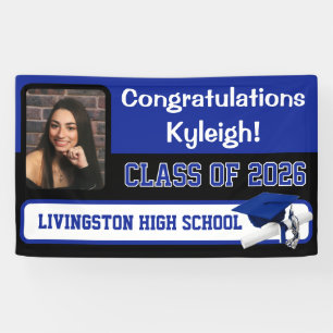 Royal Blue & Black Graduation Banner