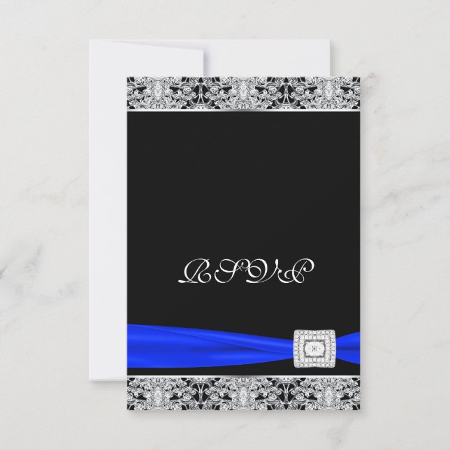 Royal Blue Black Lace RSVP (Front)