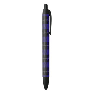 Royal Blue Black Plaid Black Ink Pen