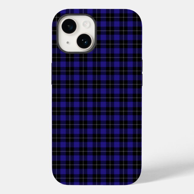 Royal Blue Black Plaid Case-Mate iPhone Case (Back)