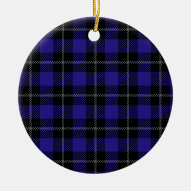 Royal Blue Black Plaid Ceramic Tree Decoration (Front)