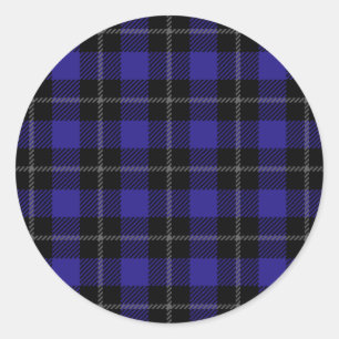 Royal Blue Black Plaid Classic Round Sticker