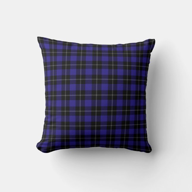 Royal Blue Black Plaid Cushion (Front)