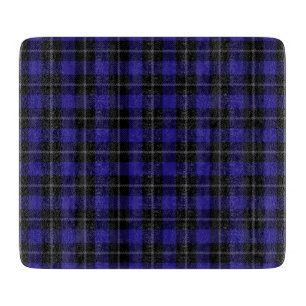 Royal Blue Black Plaid Cutting Board