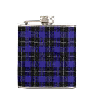 Royal Blue Black Plaid Hip Flask