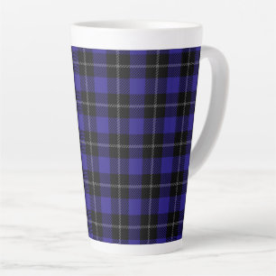 Royal Blue Black Plaid Latte Mug
