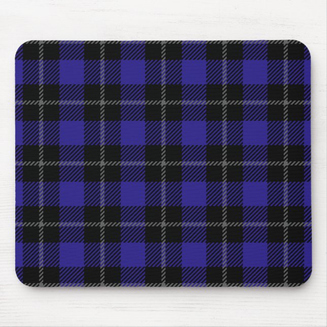 Royal Blue Black Plaid Mouse Mat (Front)