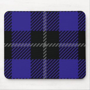Royal Blue Black Plaid Mouse Mat
