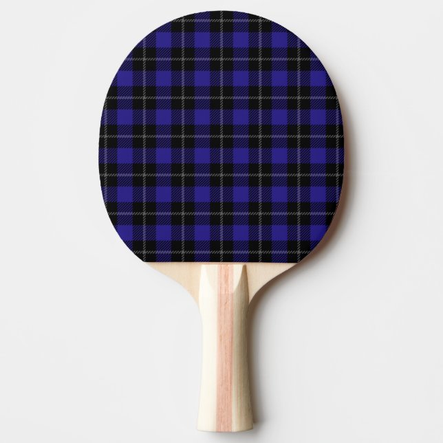 Royal Blue Black Plaid Ping Pong Paddle (Front)