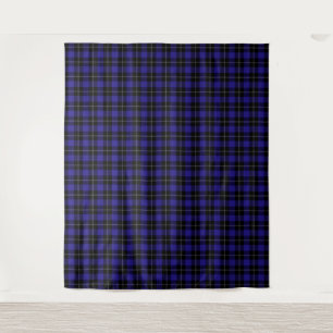 Royal Blue Black Plaid Tapestry