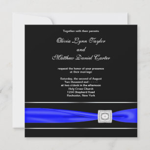 Royal Blue Black Wedding Invitation