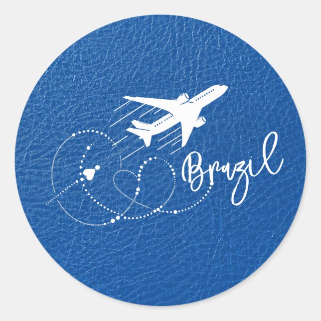 Royal Blue Brazil Passport Classic Round Sticker (Front)