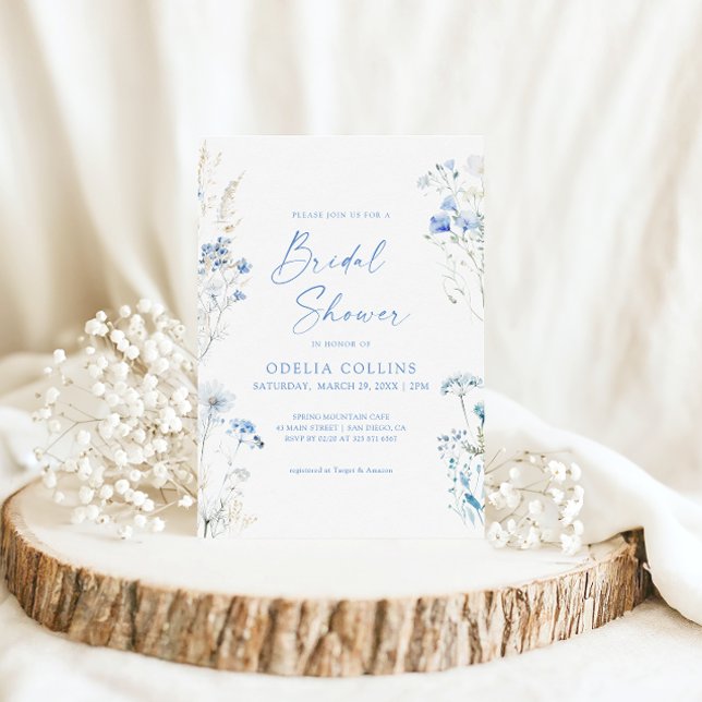 Royal Blue Bridal Shower Blue Garden Flower Invitation (Creator Uploaded)