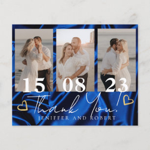 Royal Blue Budget Wedding Photo Thank you cards