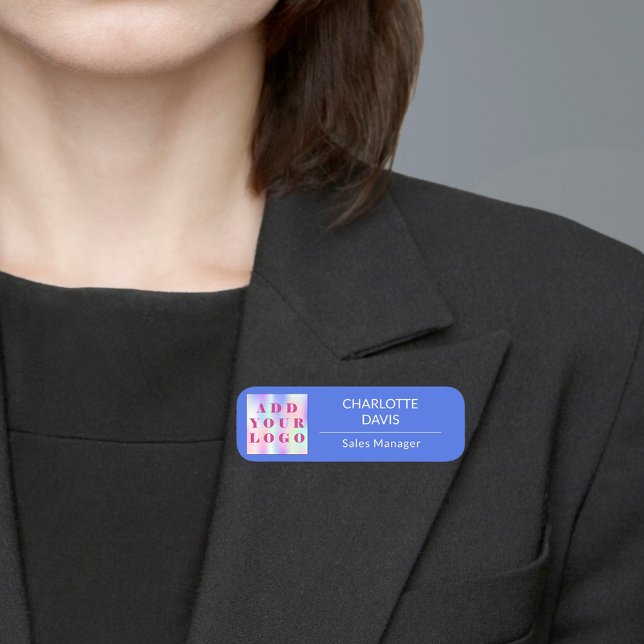 Royal blue business logo employee modern name tag (Creator Uploaded)