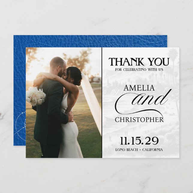 Royal Blue California Passport Thank You Card (Front/Back)