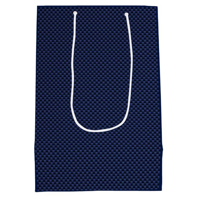 Royal Blue Carbon Fibre Style Weave Print Medium Gift Bag (Back)