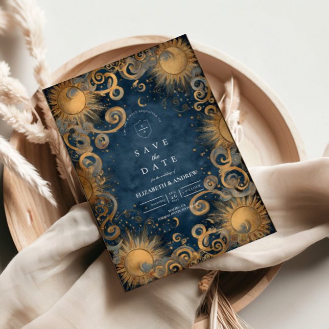 Royal Blue Celestial Wedding Save The Date (Creator Uploaded)