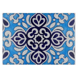 Royal Blue Ceramic Classic Geometric Mosaic Cutting Board
