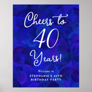 Royal Blue Cheers to 40 Years 40th Birthday Poster