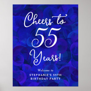 Royal Blue Cheers to 55 Years 55th Birthday Poster