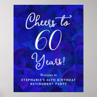 Royal Blue Cheers to 60 Years Birthday Retirement