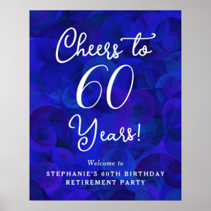 Royal Blue Cheers to 60 Years Birthday Retirement Poster