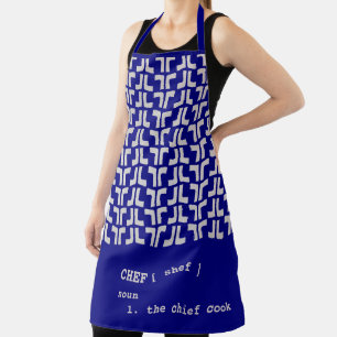 royal blue CHEF Mud Cloth Tribal Africa Pattern Apron