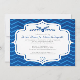 Royal Blue Chevron Bridal Shower Invitations