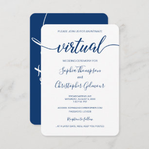 Royal Blue Chic Custom VIRTUAL Wedding Invitation