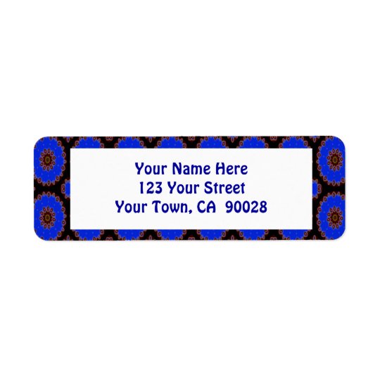 Royal blue circle pattern return address label