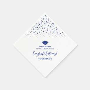 Royal Blue Class of School Graduation Party Napkin