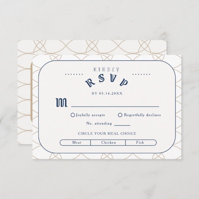Royal Blue Classic Retro RSVP Enclosure Card (Front/Back)