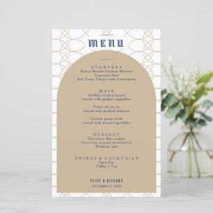 Royal Blue Classic Retro Wedding Menu