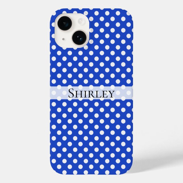 Royal Blue Combination Polka Dots by STaylor Case-Mate iPhone Case (Back)