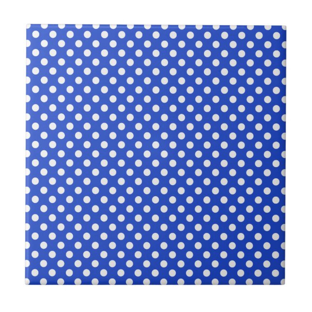 Royal Blue Combination Polka Dots by STaylor Tile (Front)