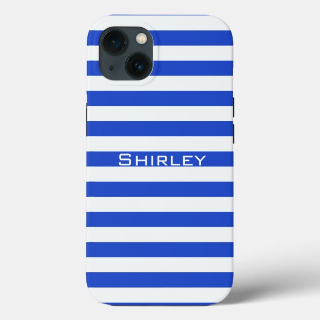 Royal Blue Combination Stripes by Shirley Taylor Case-Mate iPhone Case (Back)