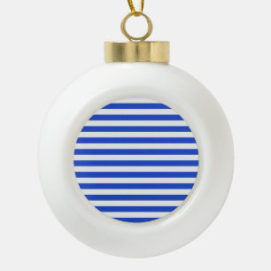 Royal Blue Combination Stripes by Shirley Taylor Ceramic Ball Christmas Ornament