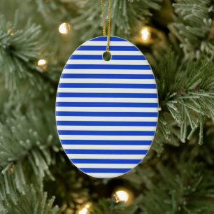 Royal Blue Combination Stripes by Shirley Taylor Ceramic Tree Decoration