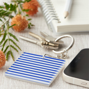 Royal Blue Combination Stripes by Shirley Taylor Key Ring