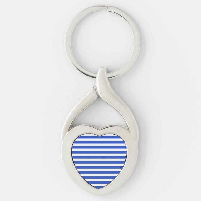 Royal Blue Combination Stripes by Shirley Taylor Key Ring (Front)