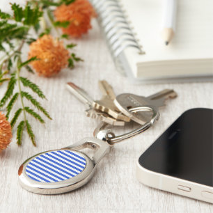 Royal Blue Combination Stripes by Shirley Taylor Key Ring