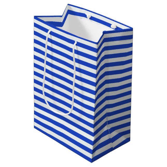 Royal Blue Combination Stripes by Shirley Taylor Medium Gift Bag (Front Angled)