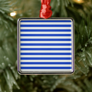 Royal Blue Combination Stripes by Shirley Taylor Metal Tree Decoration