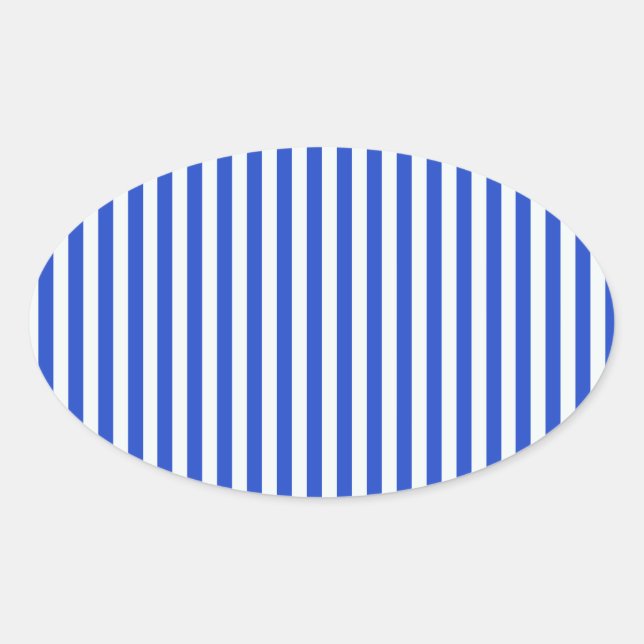Royal Blue Combination Stripes by Shirley Taylor Oval Sticker (Front)