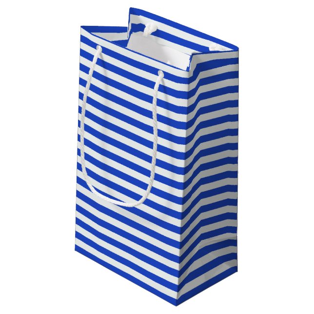 Royal Blue Combination Stripes by Shirley Taylor Small Gift Bag (Back Angled)