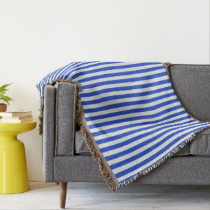 Royal Blue Combination Stripes by Shirley Taylor Throw Blanket