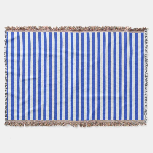 Royal Blue Combination Stripes by Shirley Taylor Throw Blanket (Front)