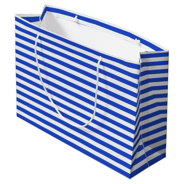 Royal Blue Combination Stripes Large Gift Bag (Back Angled)