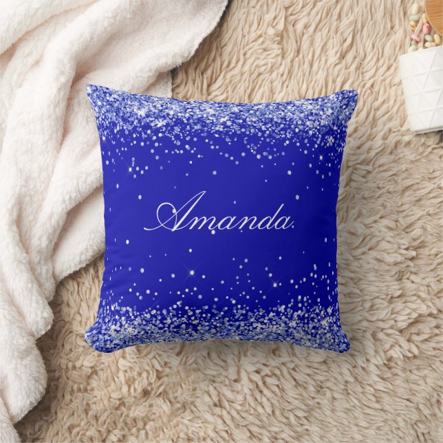 Royal blue confetti name cushion (Blanket)